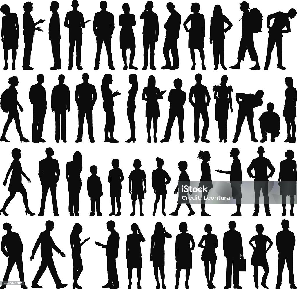 Highly Detailed People Silhouettes 48 silhouettes of people, to a high level of detail. Zoom in to see the detail! People stock vector