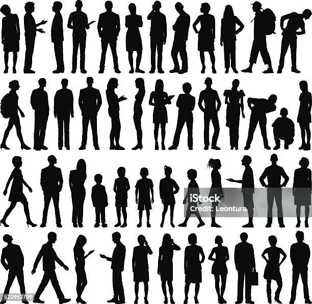 Highly Detailed People Silhouettes Stock Illustration - Download Image Now - People, In Silhouette, Business