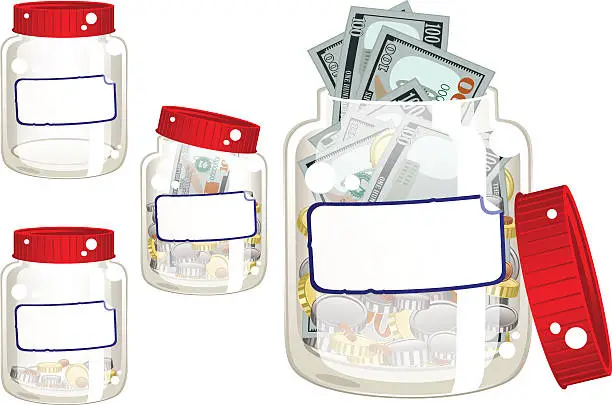 Vector illustration of Money saving glass jar