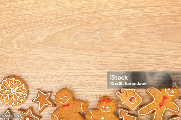 Homemade Various Christmas Gingerbread Cookies Stock Photo - Download Image Now - Backgrounds, Baked, Brown