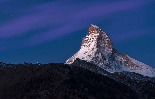 Matterhorn Zermatt by night stock photo