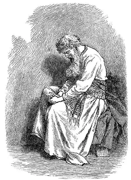 Engraving of "David Mourning for Absalon" in the the Second Book of Samuel published in "The Story of the Bible from Genesis to Revelation" Published by Charles Foster in 1883. The engraving is now in the public domain.