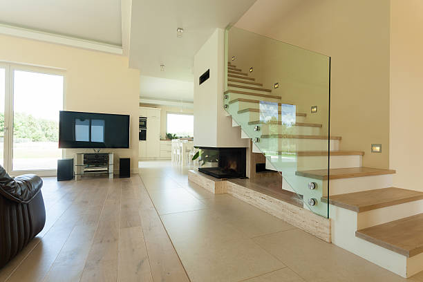 Interior of modern and bright house stock photo