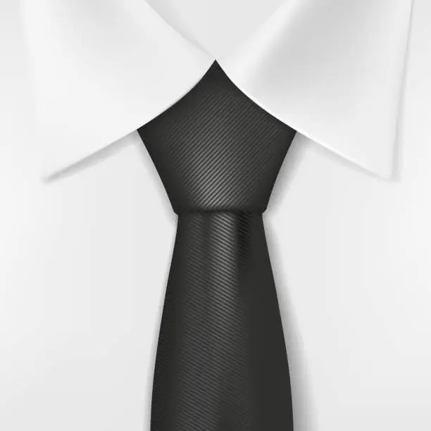 Vector illustration of white shirt and black tie