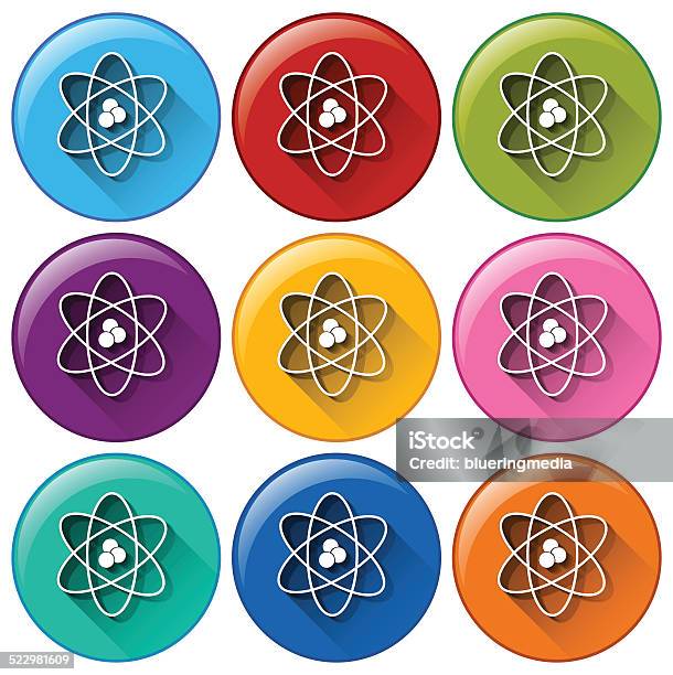 Science Button Designs Rounded Buttons Showing A Science Experiment Stock Illustration ...