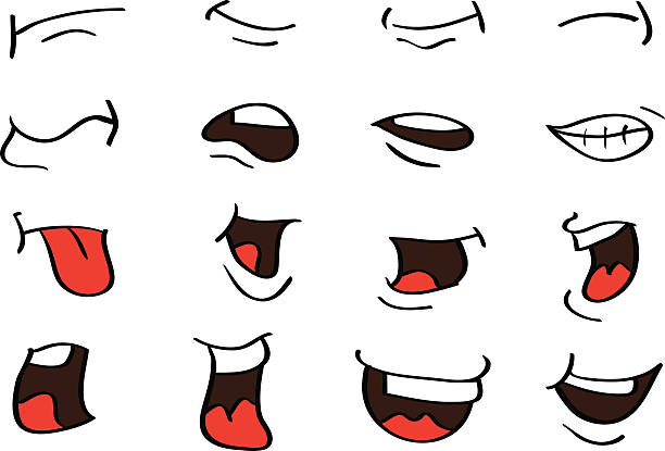 Cartoon Mouth Expressions Vector Designs Isolated on White Vector illustration of cartoon mouth in different expressions cartoon mouth stock illustrations