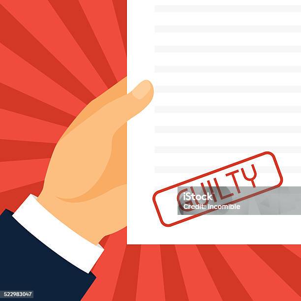 Guilty Drawing Simple Guilty Concept Hand Holding Paper With Stamp Stock Illustration ...