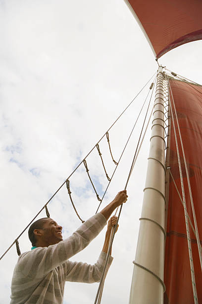 Afro american male hissing the sails