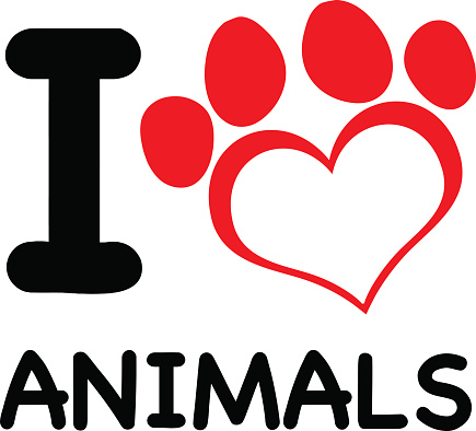 I Love Animals Text With Red Heart Paw Print Stock Illustration - Download  Image Now - Animal Body Part, Cartoon, Clip Art - iStock