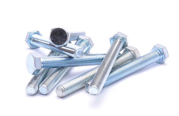 istock Steel bolts isolated on white background 522999597