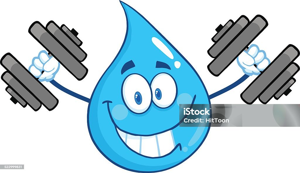 Water Drop Holding Dumbbells Similar Illustrations: Cartoon stock vector