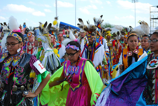 Scottsdale, AZ, USA - November 1, 2014: 28th Annual Red Mountain Eagle Pow Wow celebrated at the Salt River Pima - Maricopa Indian Community. Nations from all over the US and Canada danced and sang. Editorial use. Taken November 1, 2014