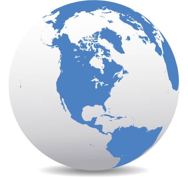AMERICA Global World Map Icon of the world in Globe form trinidad tobago map stock illustrations