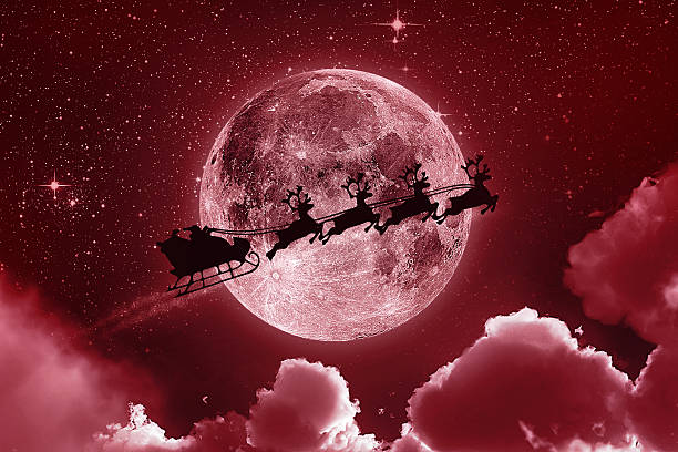 istock Santa Claus Flying Over The Moon 523002533