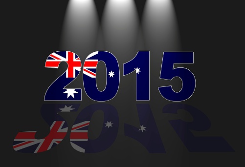 Illustration with 2015 Australia flag on black background.