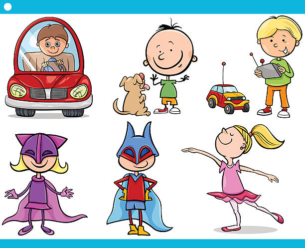 illustrations, cliparts, dessins animés et icônes de adorable ensemble pour enfants dessin animé - little girls child ballet disguise