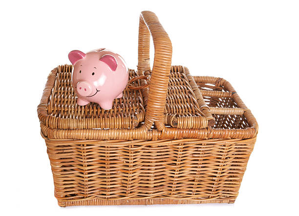 istock Picnic basket and piggybank 523004943