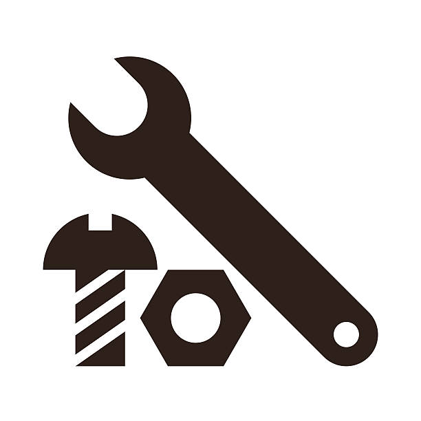 illustrations, cliparts, dessins animés et icônes de clé, noix et boulon icône - work tool bolt nut symbol