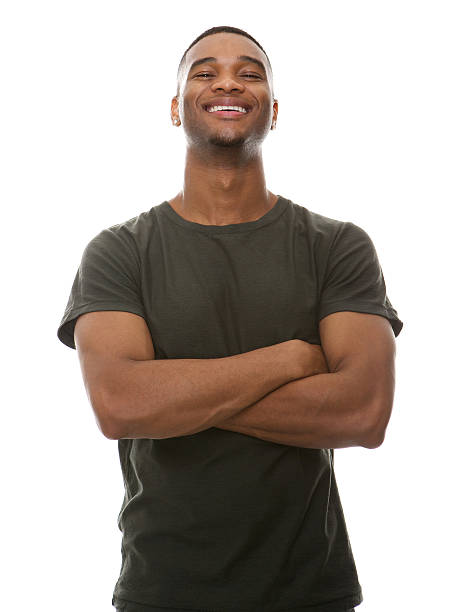 istock Cool african american man smiling with arms crossed 523006349