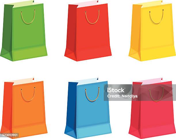 Set Of Colorful Gift Or Shopping Bags Vector Illustration Stock Illustration - Download Image Now