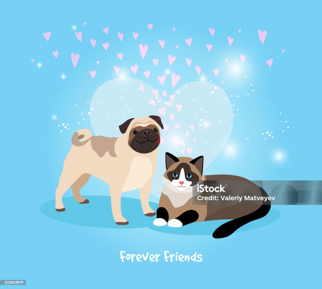 Cat and Dog Friends Cat and Dog Forever Friends vector illustration Animal stock vector