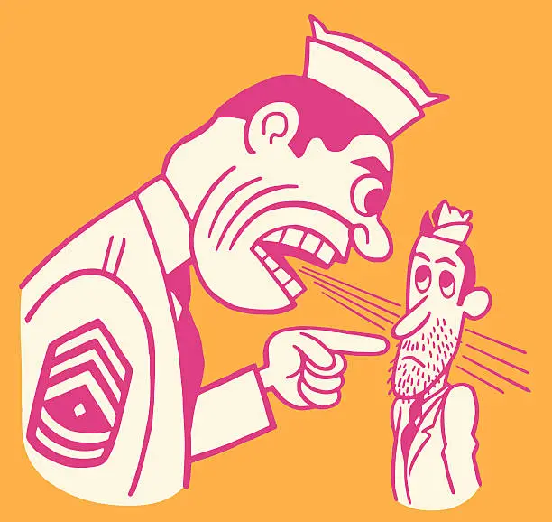 Vector illustration of Military Officer Yelling at a Soldier