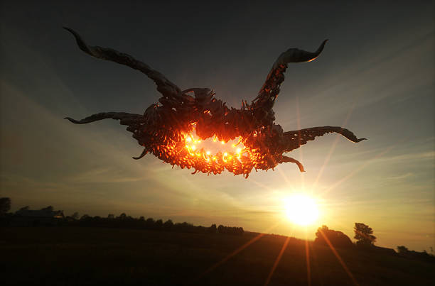 3d render image of ufo hovering over field 3d render image of ufo hovering over field crop circle stock pictures, royalty-free photos & images