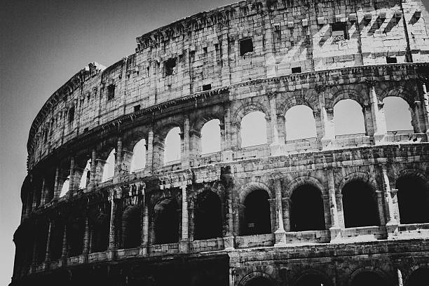 Colloseum in Rome in a beautiful black and white .