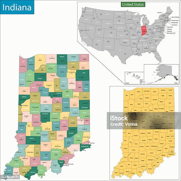 46250 Indianamap Indianapolis County Map Indiana Map Vector Art & Graphics