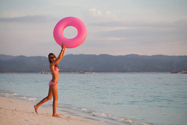 istock Woman posing with float tube 523021213
