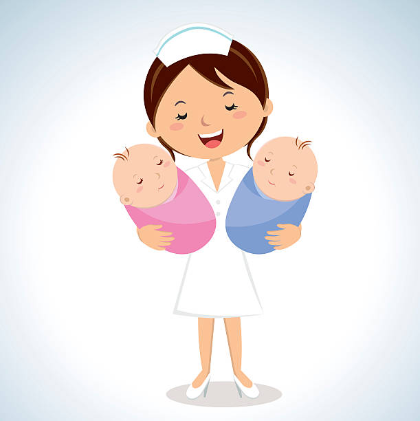 ilustraciones, imágenes clip art, dibujos animados e iconos de stock de la maternidad personal de enfermería de transporte de bebés - party newborn baby hospital