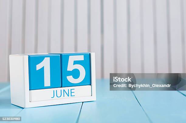 June 15th Image Of June 15 Wooden Color Calendar On Stock Photo - Download Image Now