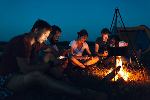 istock Friends camping together in nature 523031636