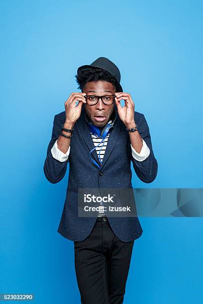 Crazy Afro American Guy In Fashionable Outfit Stock Photo - Download Image Now - Men, African Ethnicity, African-American Ethnicity