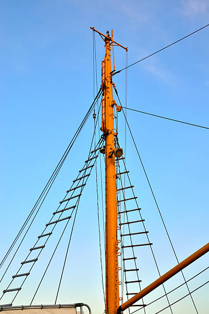 Rigging The ship's rigging on the background of cloudless sky gaff sails stock pictures, royalty-free photos & images