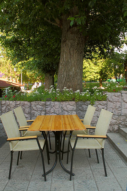 istock outdoor cafe, table and chairs 523039181