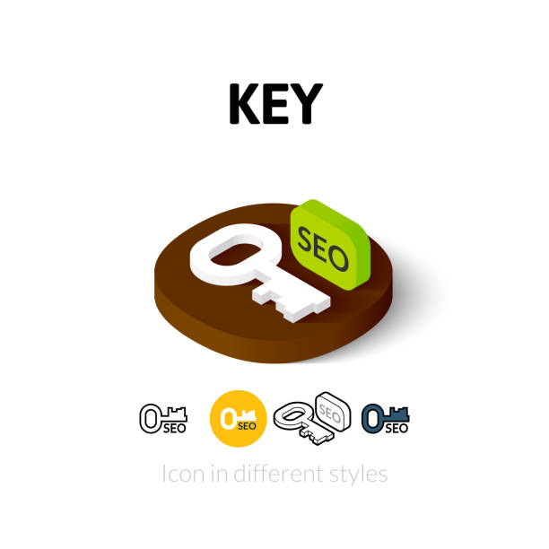 ikona klucz w innym stylu - construction site www three dimensional shape web page stock illustrations