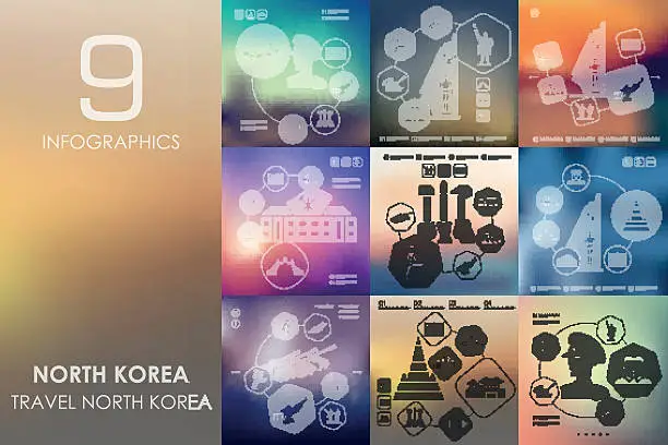 Vector illustration of North Korea infographic with unfocused background