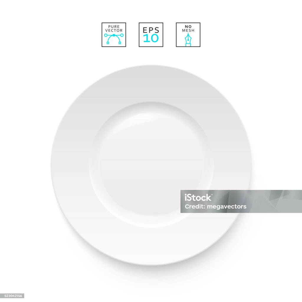 Cutlery object realistic. Plate isolated.   Items realistic Cutlery items realistic. Plate isolation on a white background . Cutlery object realistic Empty Plate stock vector