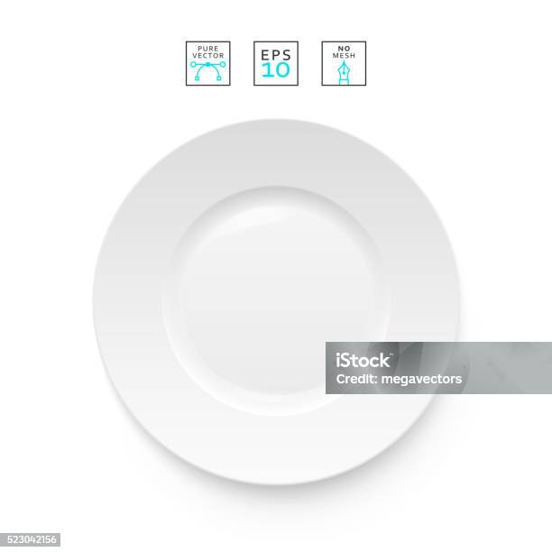 Cutlery Object Realistic Plate Isolated Items Realistic Stock Illustration - Download Image Now