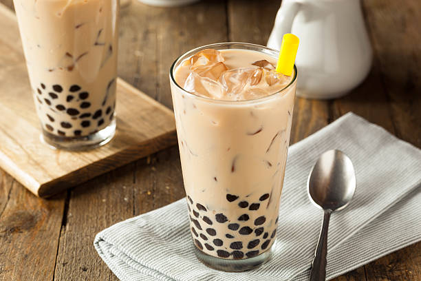 Homemade Milk Bubble Tea with Tapioca Homemade Milk Bubble Tea with Tapioca Pearls bubble tea photos stock pictures, royalty-free photos & images