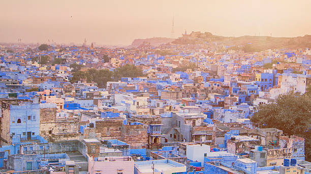 istock Sunset over the blue city 523044052