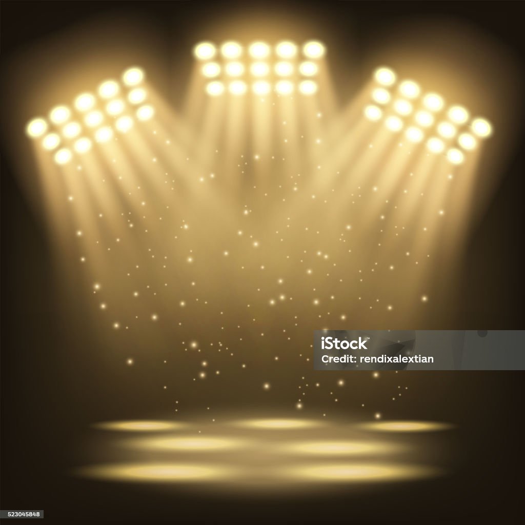 Bright stadium spotlights background Vector Illustration Of Bright stadium spotlights background Smoke - Physical Structure stock vector