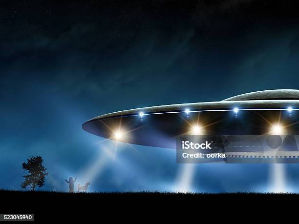 Flying Saucer Stock Photo - Download Image Now - UFO, Dog, Child