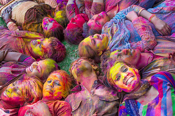istock Painted faces of Holi Festival 523049372