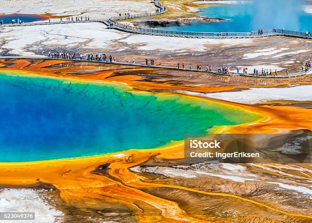 Explosion Of Colours In Yellowstone Stock Photo - Download Image Now - Yellowstone National Park, Grand Prismatic Spring, Wyoming
