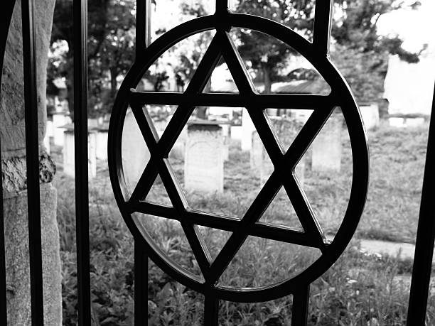 istock Iron gate with David star at jewish cemetery 523049616