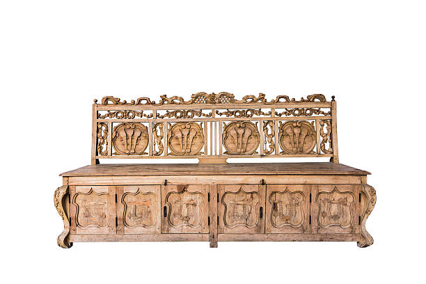 istock Brown wooden bench in the white background.clipping path 523051376