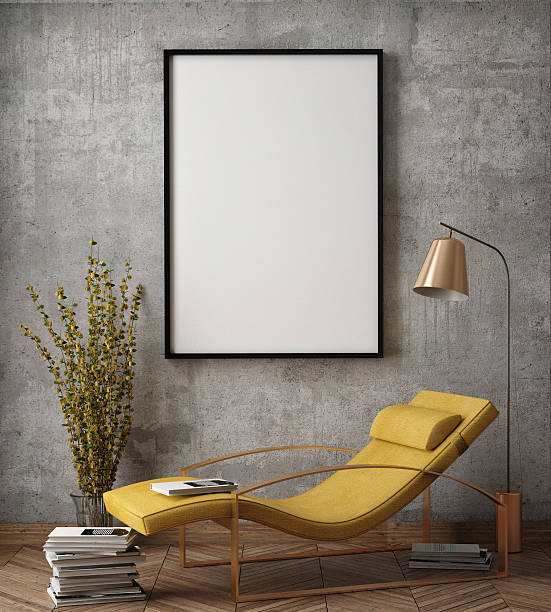 istock mock up poster frame in hipster interior background 523051564