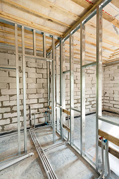 istock Metal profile frame for plasterboard walls and pipes 523052668